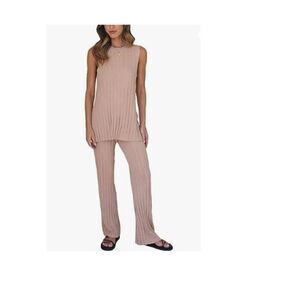 Women's Sexy 2 Piece Pants Set Pleated Wide Leg Pants Y2k - NWT